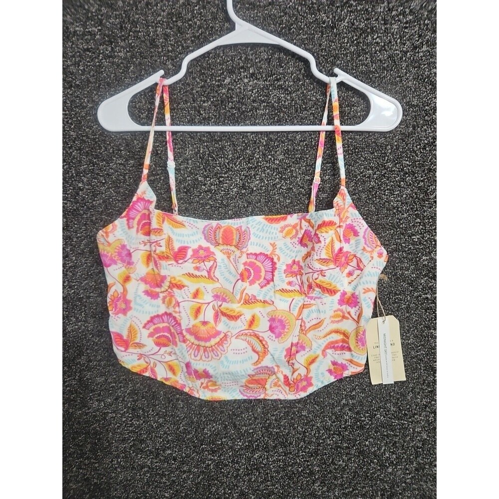 Midnight Sky Xl Tank Crop Top Women's Shirt Blouse Floral Lined NWT